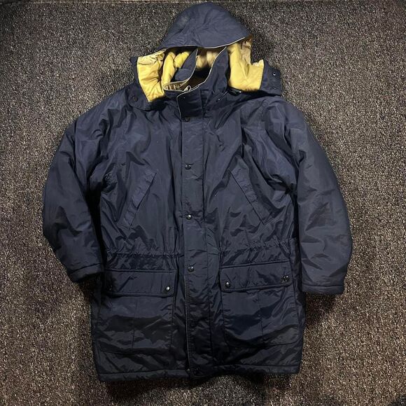 Woolrich Other - Vintage Woolrich Puffer Parka Men’s Large Navy Blue Quilted Liner Hooded Winter
